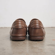 Men's Brown Apron-Toe Suede Penny Loafers — Liversedge