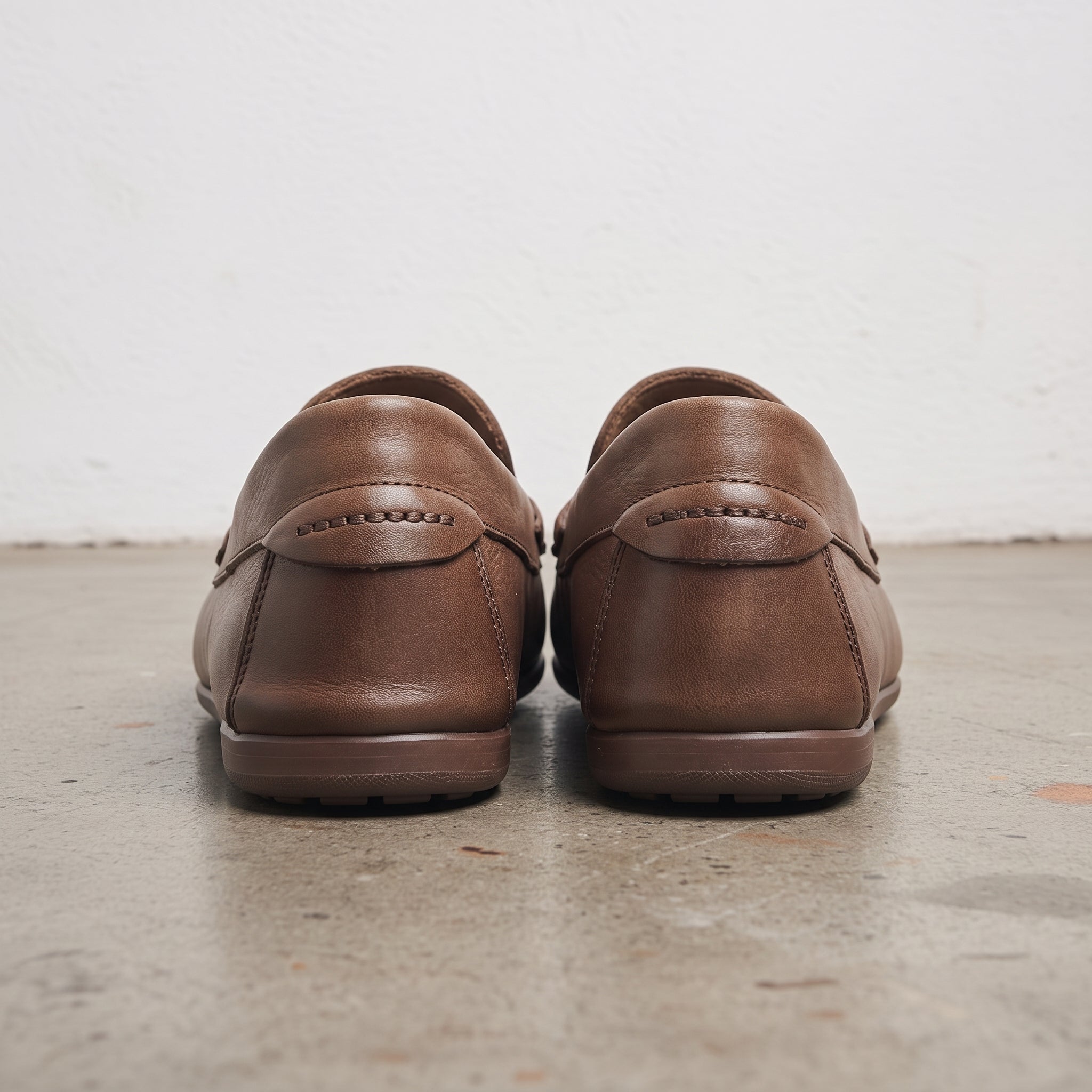 Men's Brown Apron-Toe Suede Penny Loafers — Liversedge