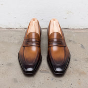 Men's Brown Apron-Toe Leather Penny Loafers — Nairn — Nairn — Nairn