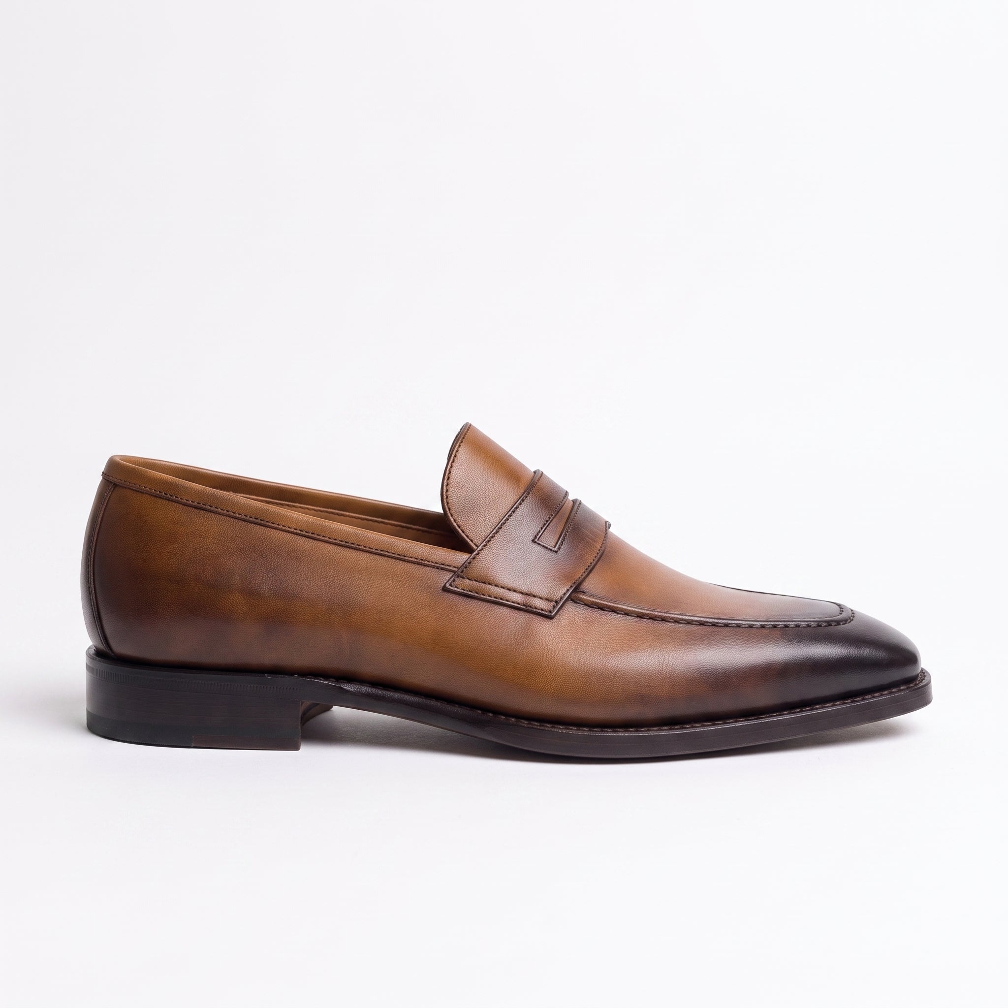 Men's Brown Apron-Toe Leather Penny Loafers — Nairn — Nairn — Nairn
