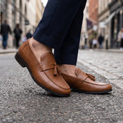 Men's Brown Apron-Toe Leather Penny Loafers — Ockham — Ockham