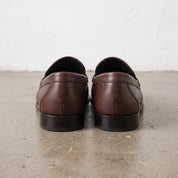 Men's Brown Apron-Toe Leather Penny Loafers — Poynton