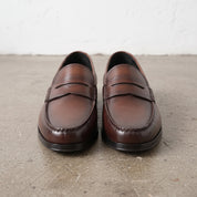Men's Brown Apron-Toe Leather Penny Loafers — Poynton