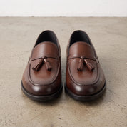 Men's Brown Apron-Toe Leather Tassel Loafers — Armitage