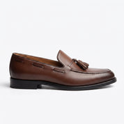 Men's Brown Apron-Toe Leather Tassel Loafers — Armitage