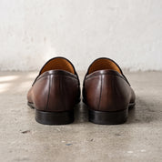 Men's Brown Apron-Toe Leather Tassel Loafers — Atley