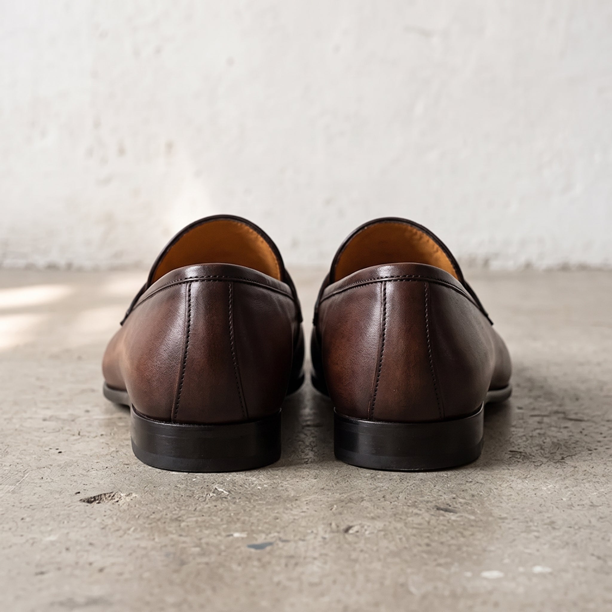 Men's Brown Apron-Toe Leather Tassel Loafers — Atley