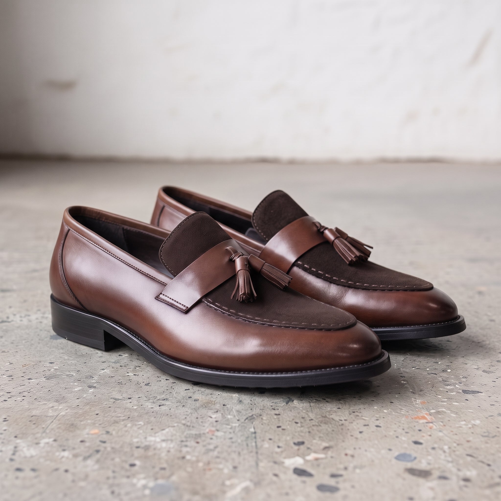 Men's Brown Apron-Toe Leather Tassel Loafers — Eastwood