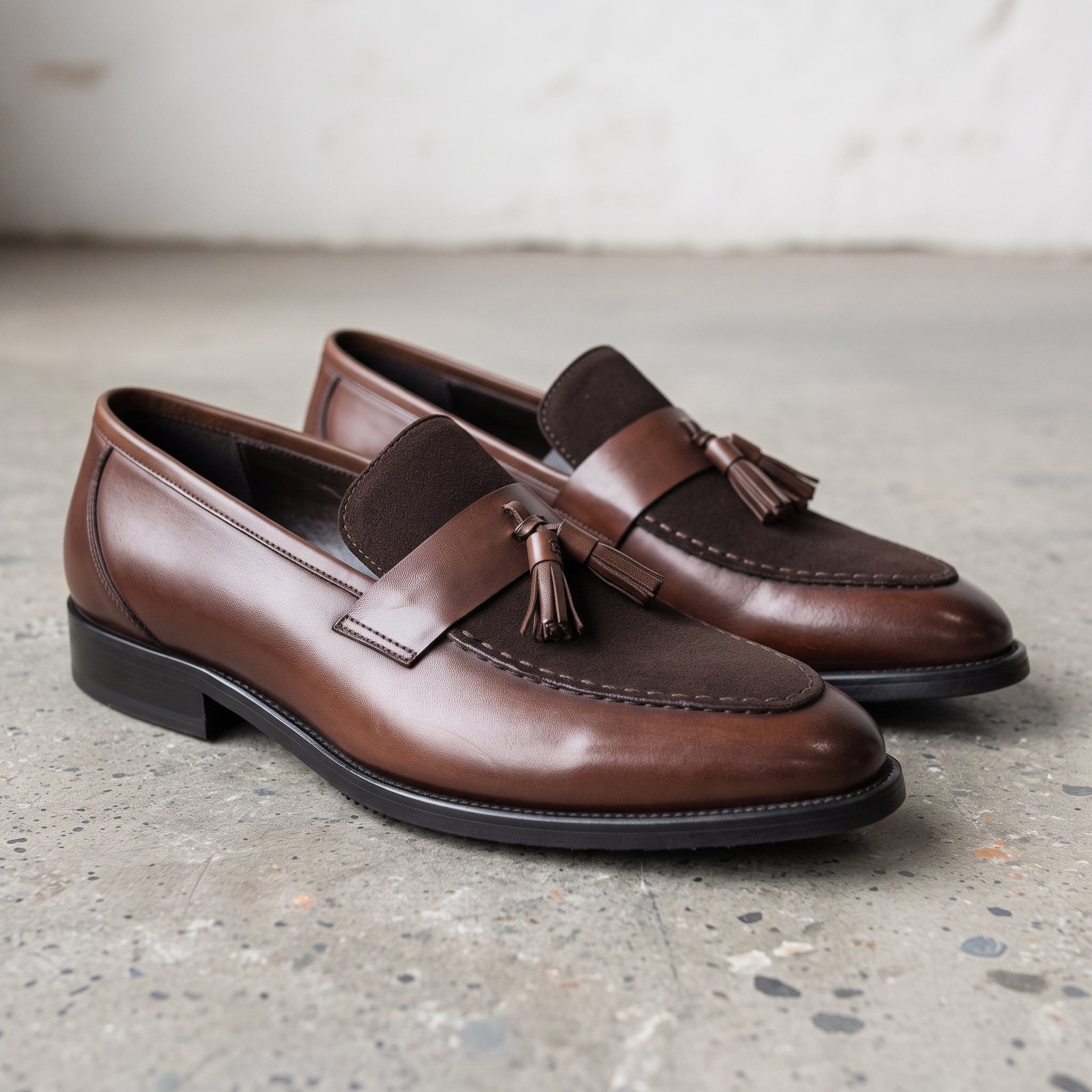 Men's Brown Apron-Toe Leather Tassel Loafers — Eastwood