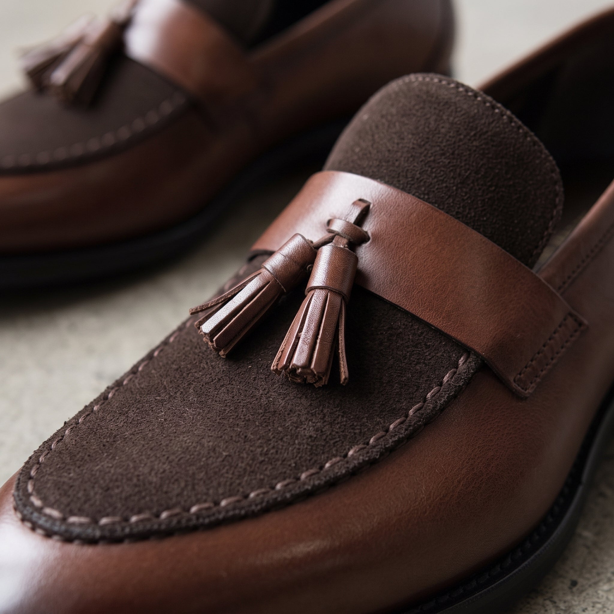 Men's Brown Apron-Toe Leather Tassel Loafers — Eastwood