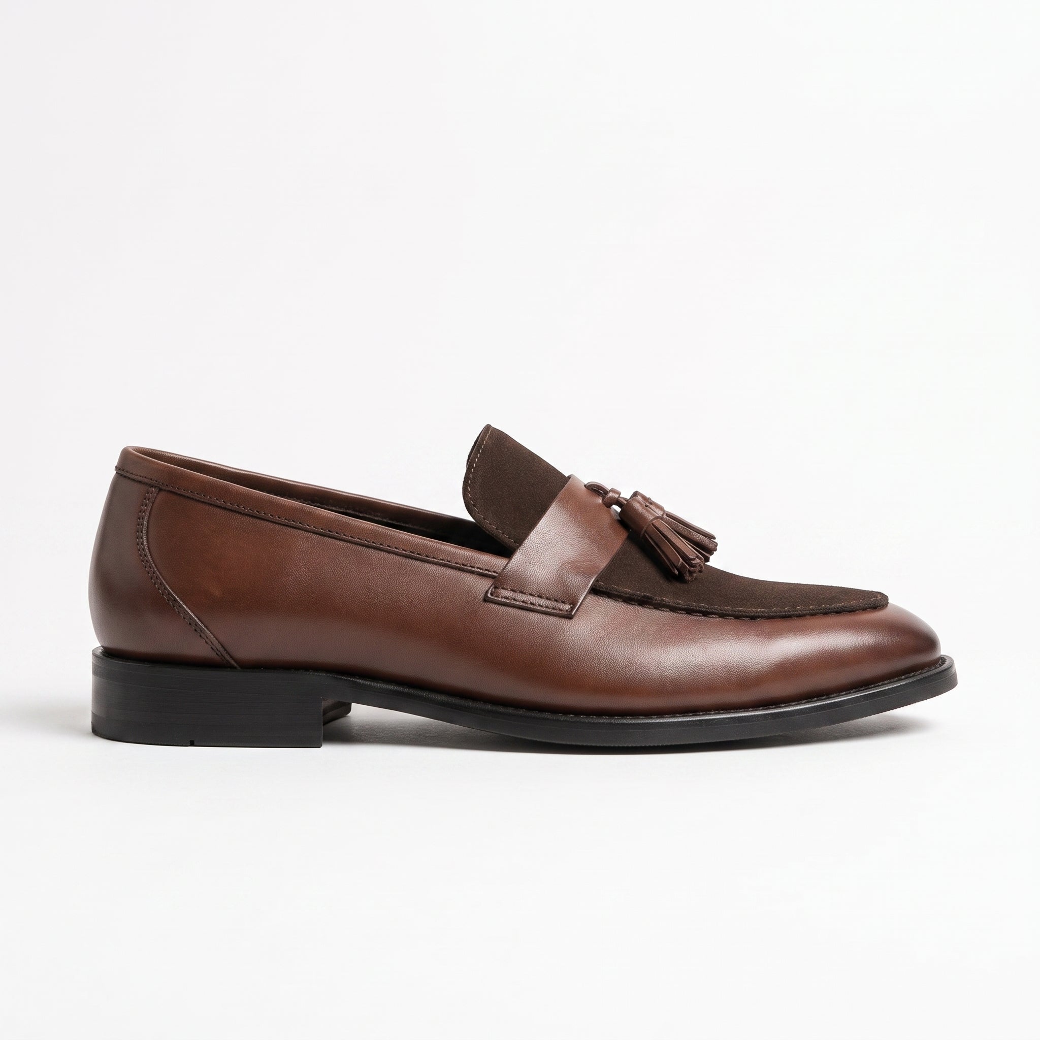 Men's Brown Apron-Toe Leather Tassel Loafers — Eastwood