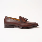 Men's Brown Apron-Toe Leather Tassel Loafers — Gissing