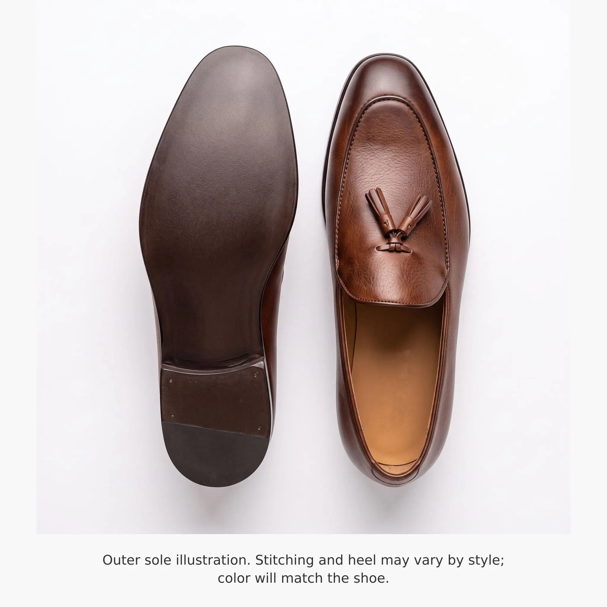 Men's Brown Apron-Toe Leather Tassel Loafers — Linley