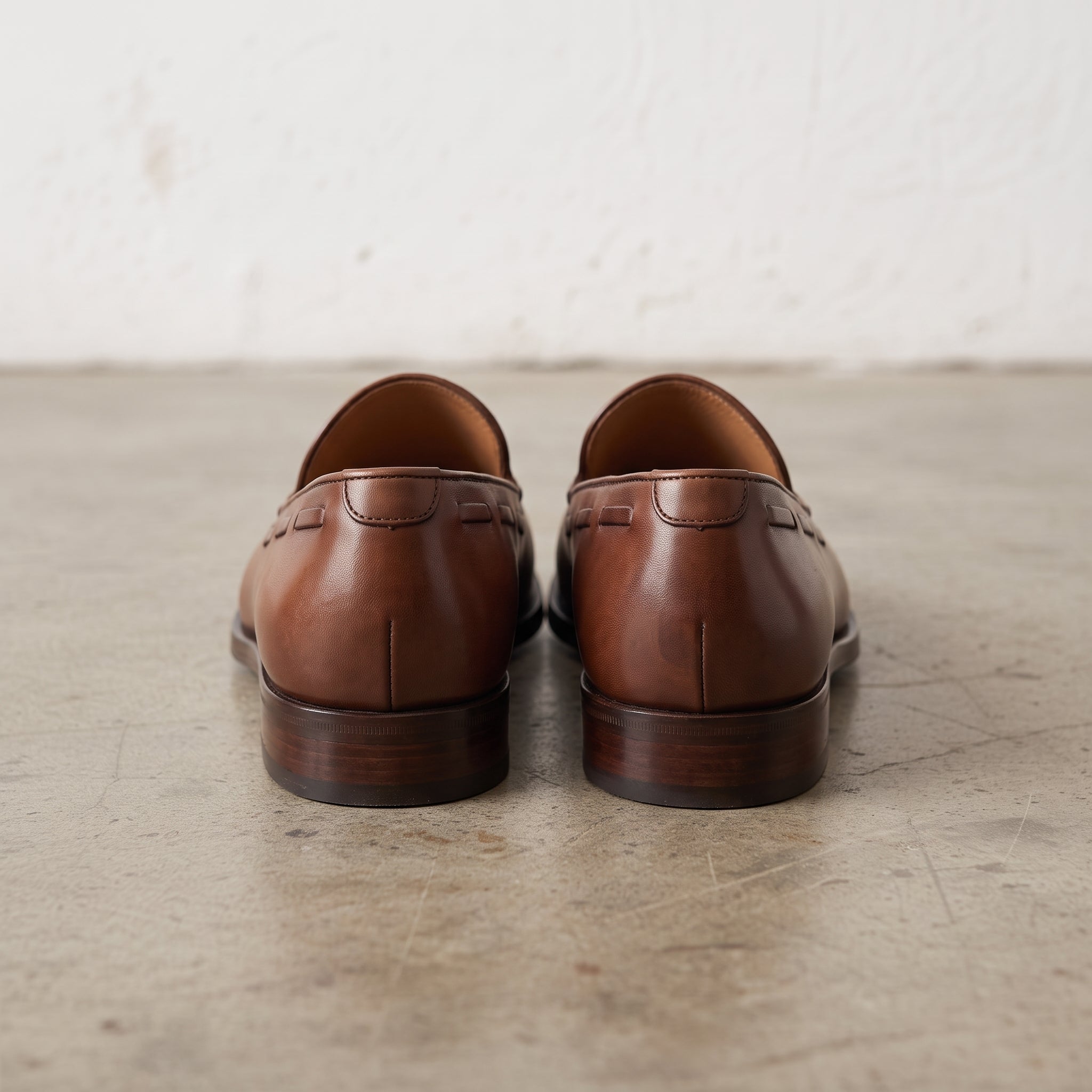 Men's Brown Apron-Toe Leather Tassel Loafers — Lumley