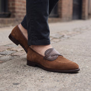 Men's Brown Apron-Toe Suede Loafers — Carron — Carron