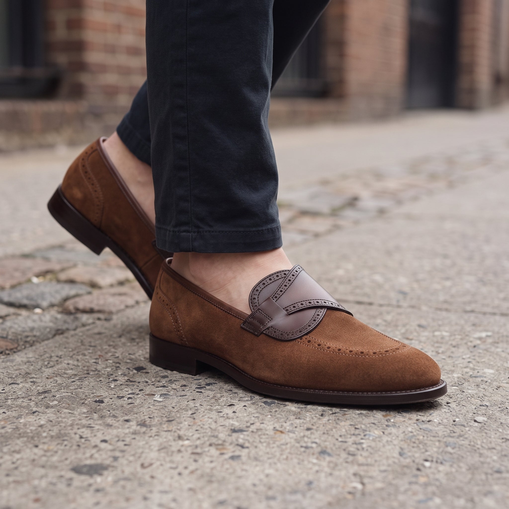 Men's Brown Apron-Toe Suede Loafers — Carron — Carron