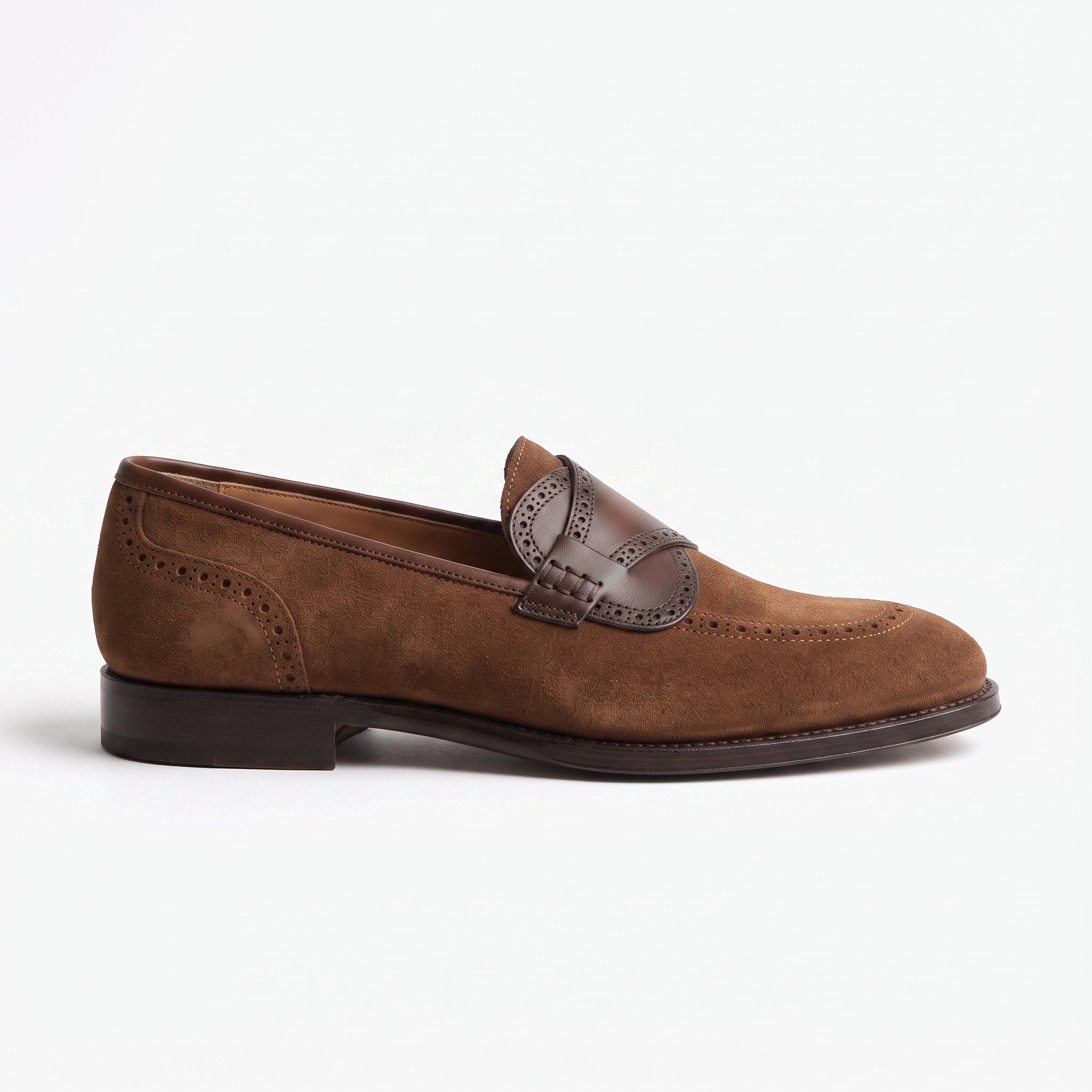 Men's Brown Apron-Toe Suede Loafers — Carron — Carron