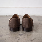 Men's Brown Apron-Toe Suede Monk Strap Loafers — Hursley