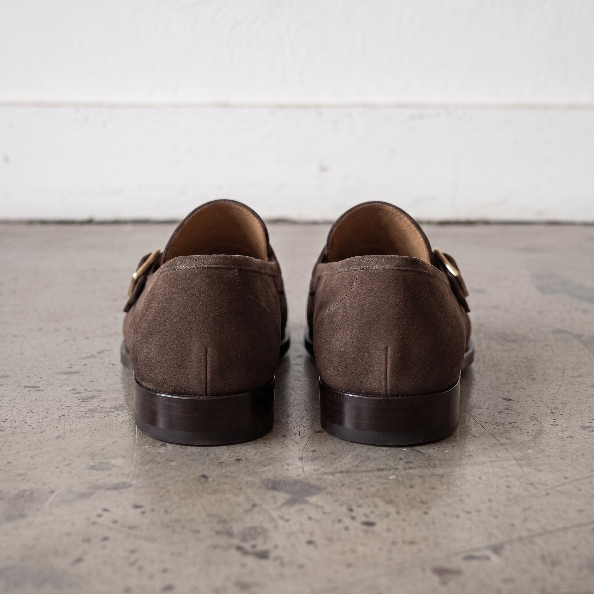 Men's Brown Apron-Toe Suede Monk Strap Loafers — Hursley