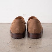 Men's Brown Apron-Toe Suede Penny Loafers — Agecroft