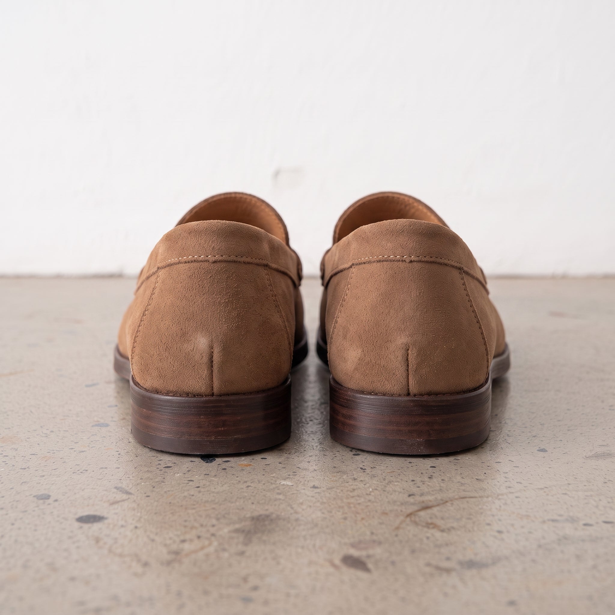 Men's Brown Apron-Toe Suede Penny Loafers — Agecroft