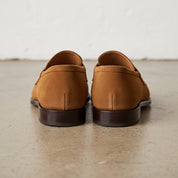 Men's Brown Apron-Toe Suede Penny Loafers — Forfar