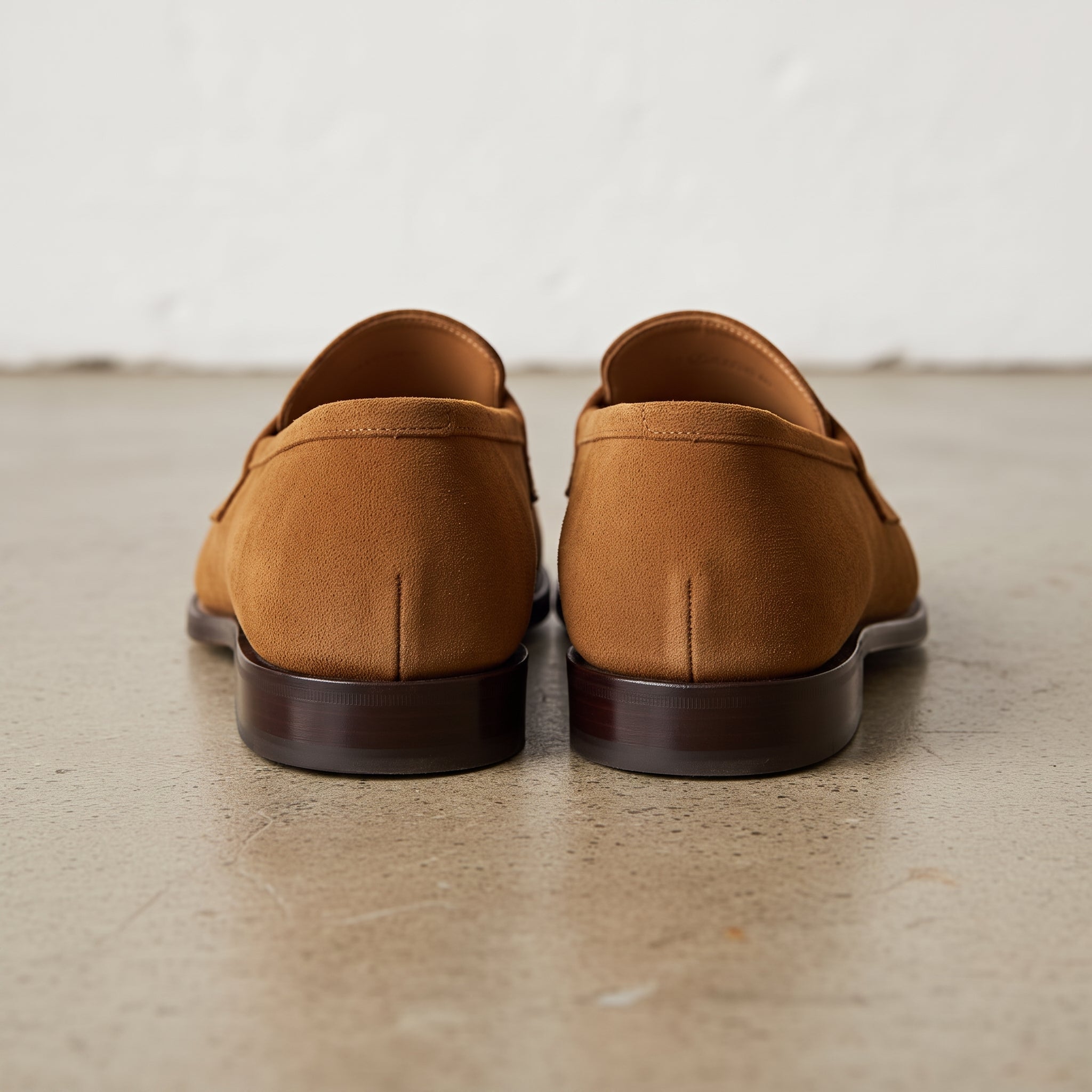 Men's Brown Apron-Toe Suede Penny Loafers — Forfar