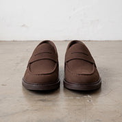 Men's Brown Apron-Toe Suede Penny Loafers — Thornbury