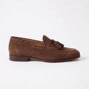 Men's Brown Apron-Toe Suede Tassel Loafers — Crawshaw