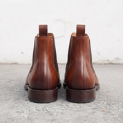 Men's Brown Burnish Plain-Toe Leather Chelsea Boots — Hertford