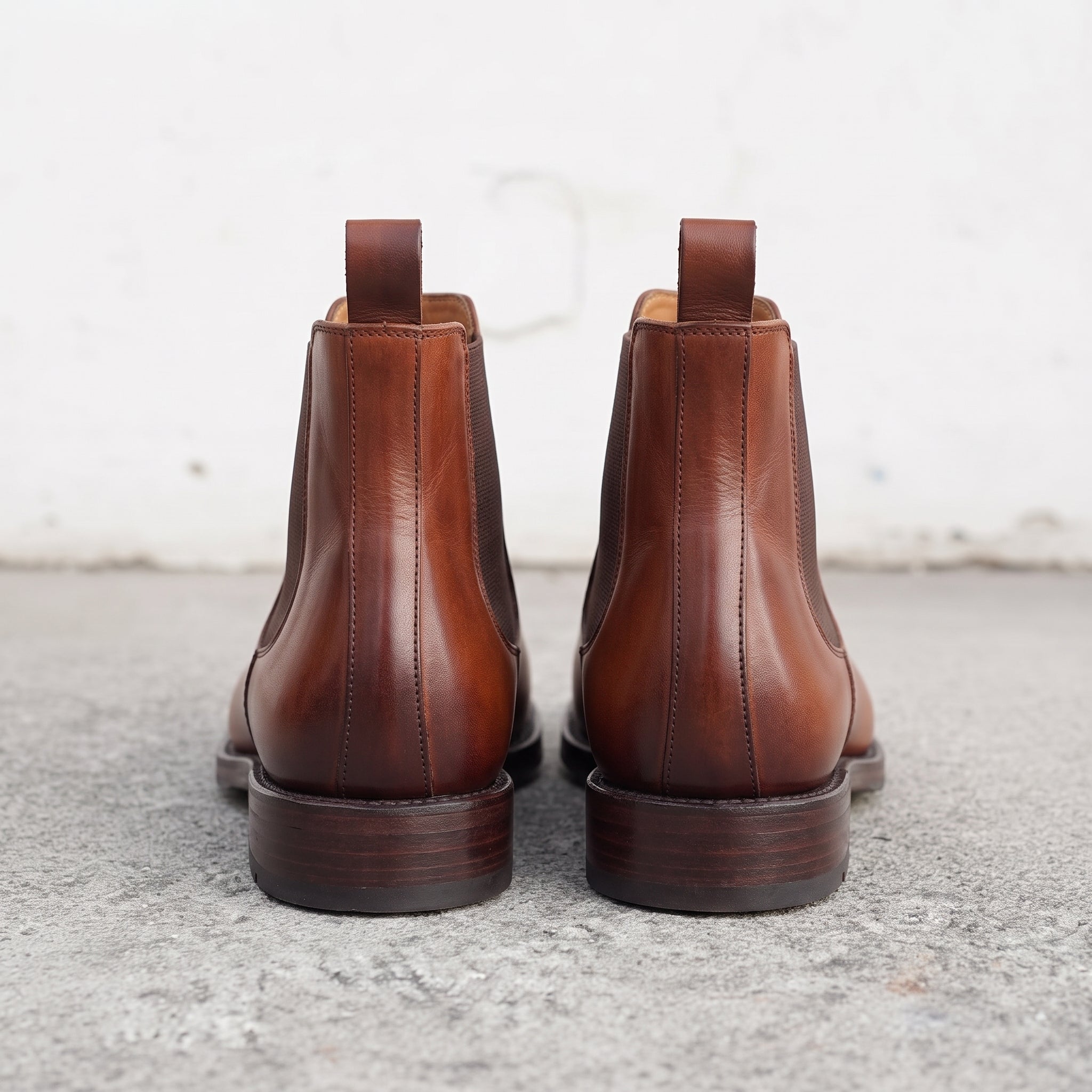 Men's Brown Burnish Plain-Toe Leather Chelsea Boots — Hertford