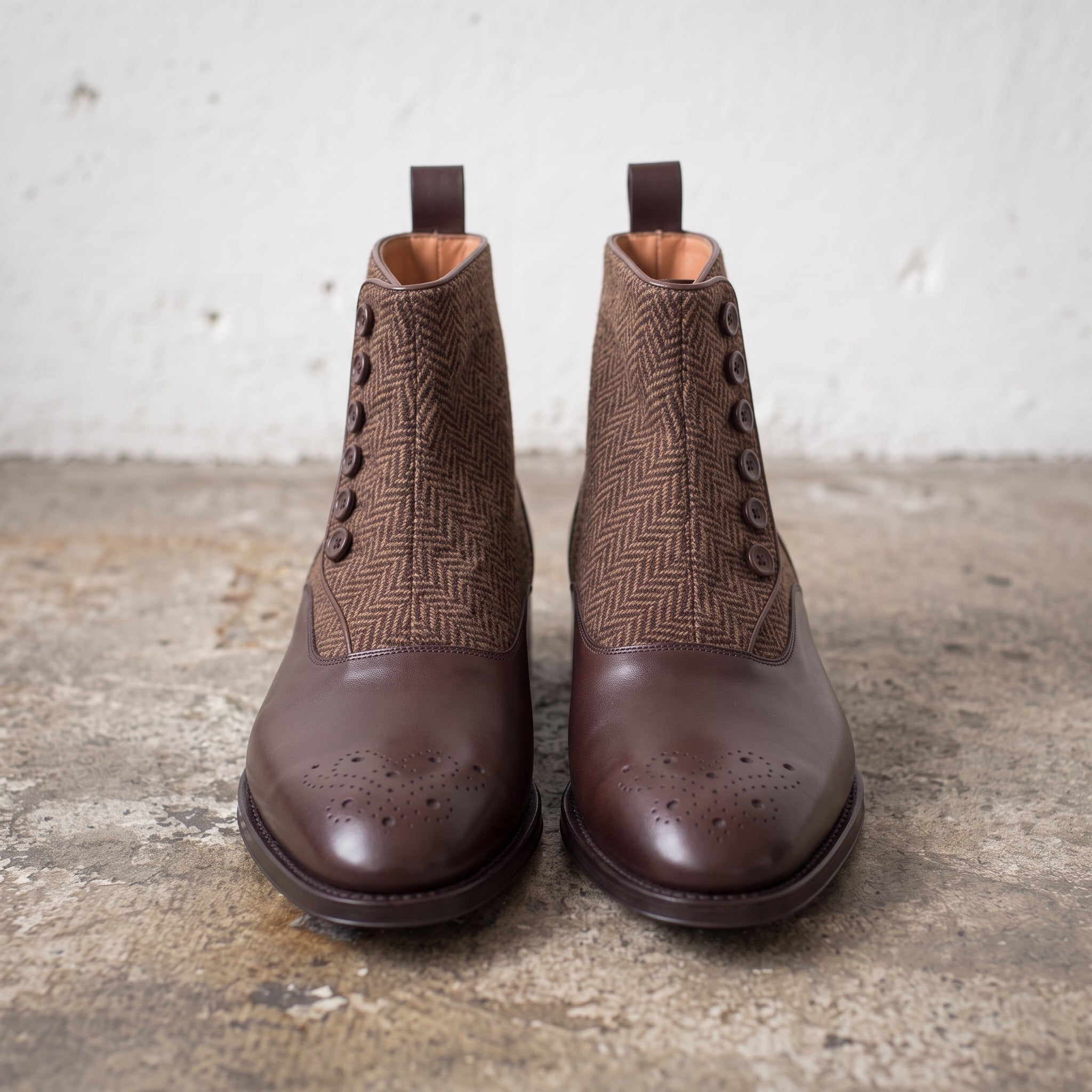 Men's Brown Button Leather Boots — Fawcett