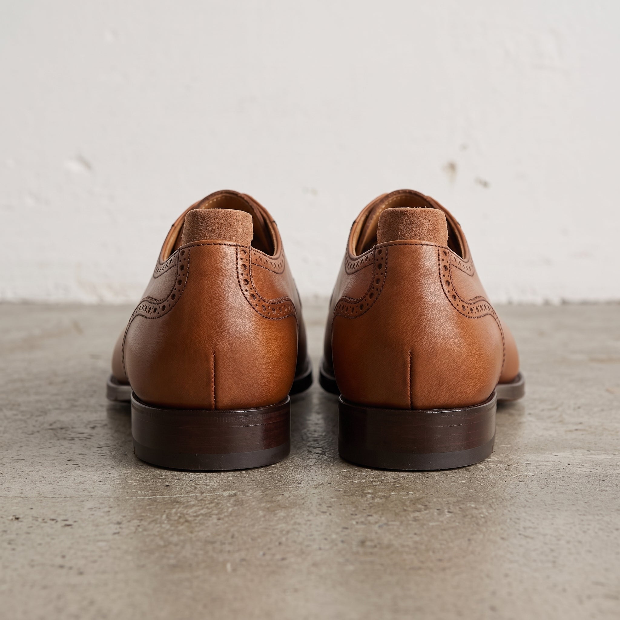 Men's Brown Cap-Toe Brogue Leather Oxfords — Beachampton