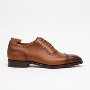 Men's Brown Cap-Toe Brogue Leather Oxfords — Beachampton