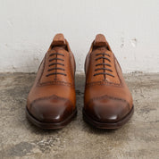 Men's Brown Cap-Toe Brogue Leather Oxfords — Beachampton