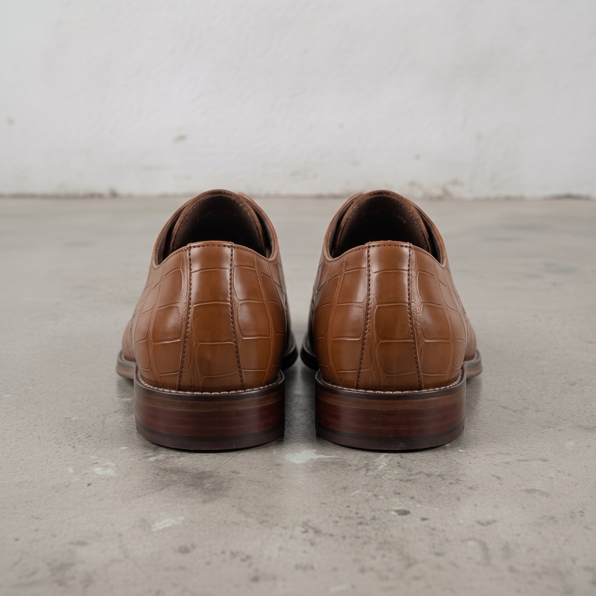 Men's Brown Semi-Brogue Crocodile-Embossed Leather Oxfords — Eshton