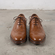 Men's Brown Semi-Brogue Crocodile-Embossed Leather Oxfords — Eshton