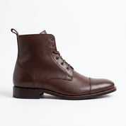 Men's Brown Cap-Toe Leather Ankle Boots — Newport