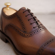 Men's Brown Cap-Toe Leather Brogues — Allsopp