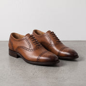 Men's Brown Cap-Toe Leather Brogues — Hindley
