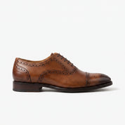 Men's Brown Cap-Toe Leather Brogues — Hindley
