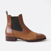 Men's Brown Cap-Toe Leather Chelsea Boots — Dryden