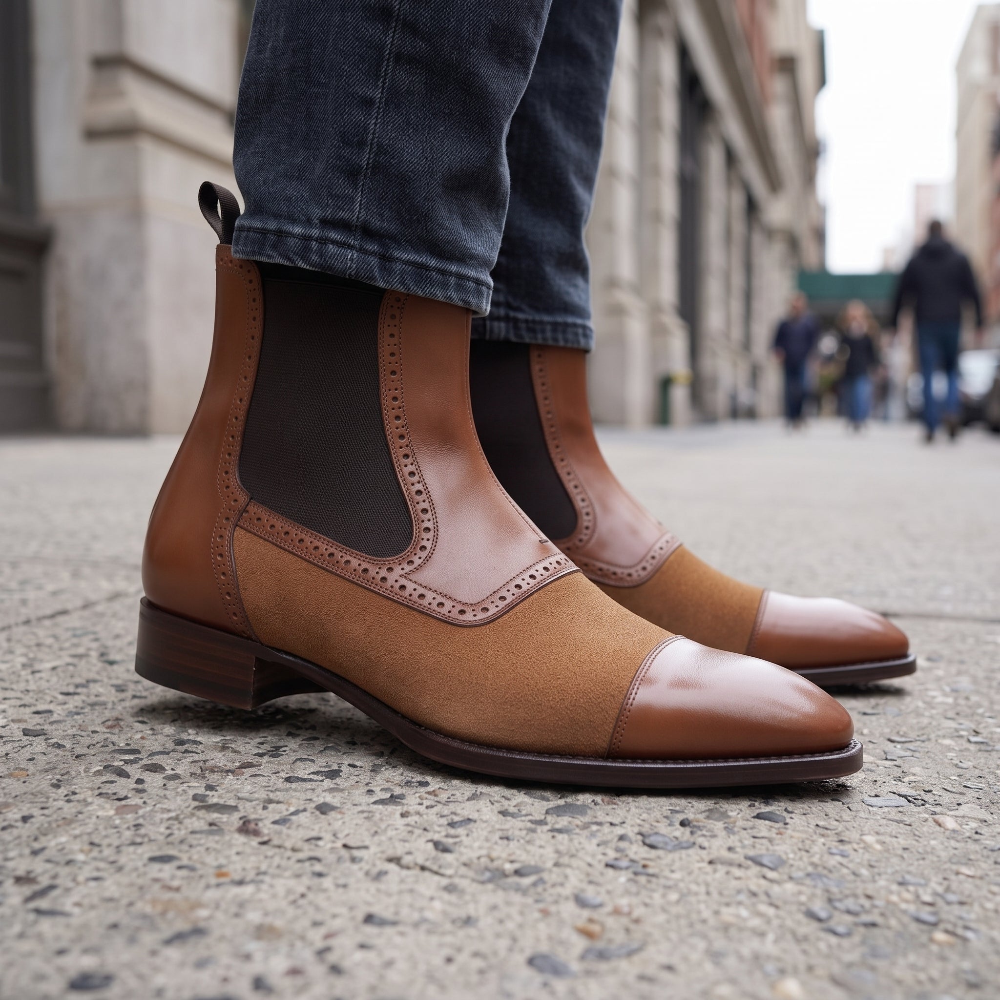 Men's Brown Cap-Toe Leather Chelsea Boots — Dryden