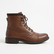 Men's Brown Cap-Toe Leather Combat Boots — Denton