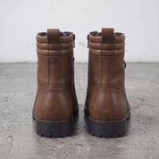 Men's Brown Cap-Toe Leather Combat Boots — Storey