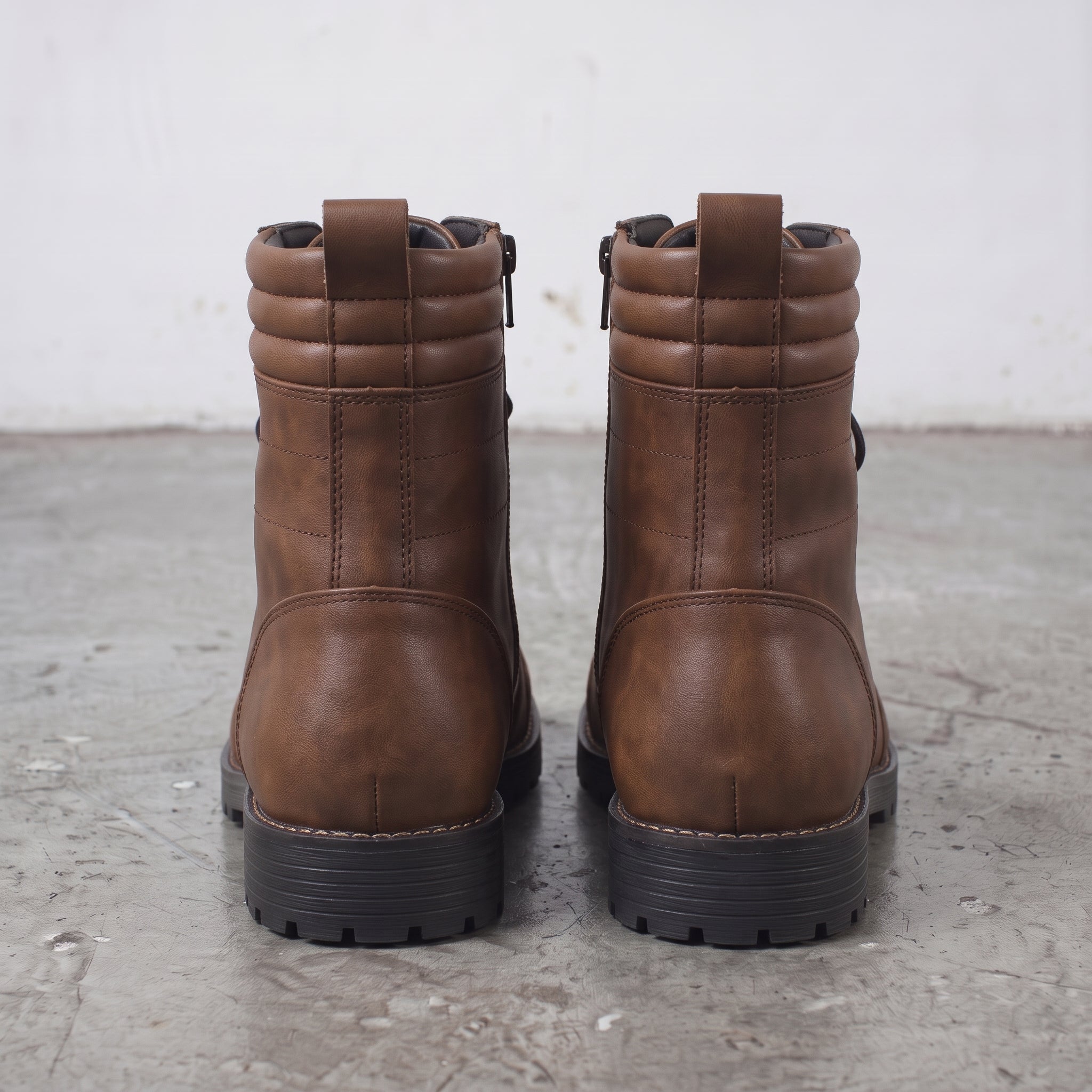 Men's Brown Cap-Toe Leather Combat Boots — Storey