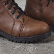 Men's Brown Cap-Toe Leather Combat Boots — Storey