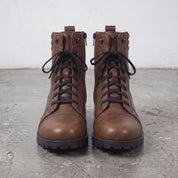 Men's Brown Cap-Toe Leather Combat Boots — Storey