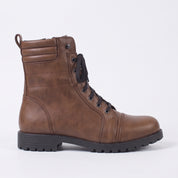 Men's Brown Cap-Toe Leather Combat Boots — Storey