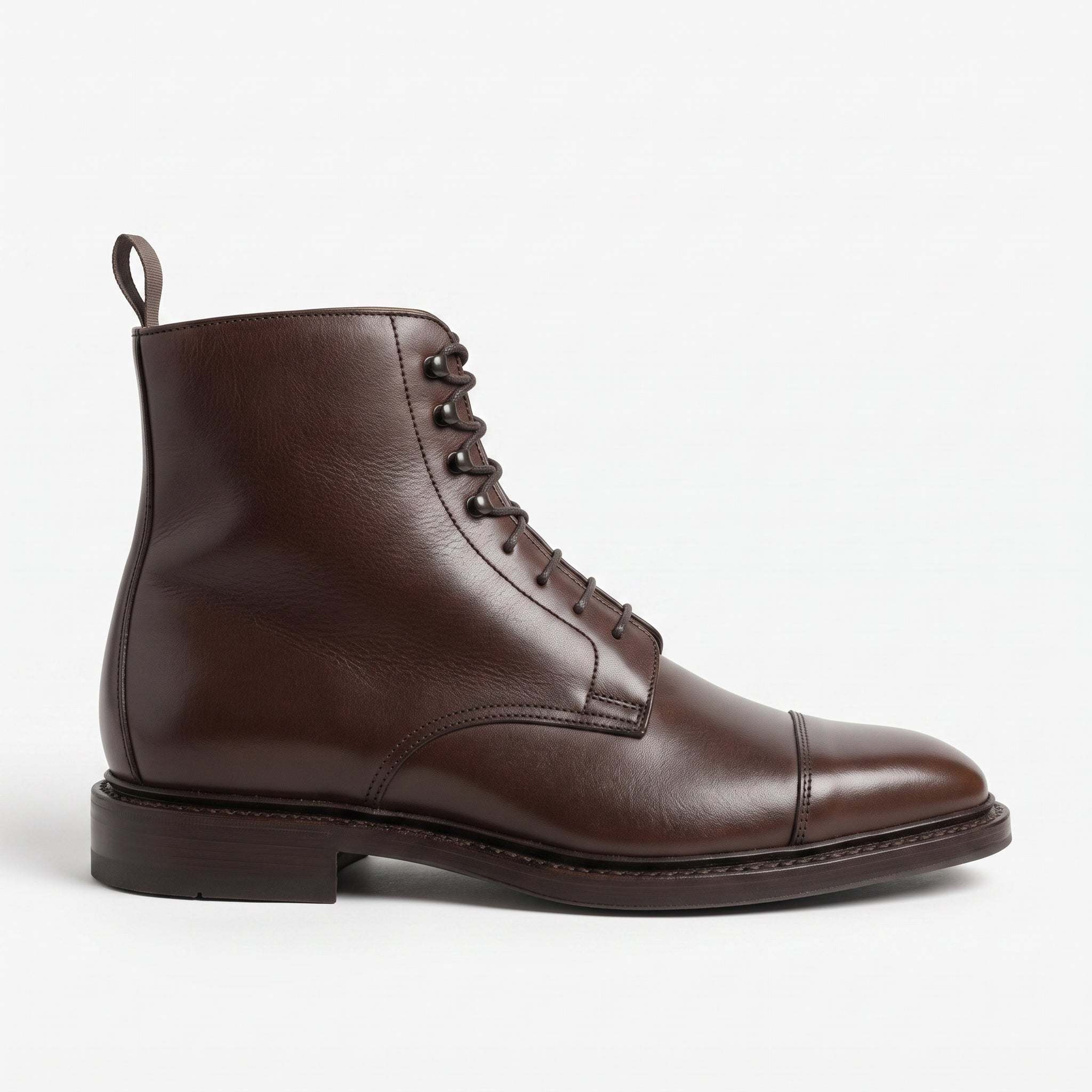 Men's Brown Cap-Toe Leather Derby Ankle Boots — Goodhall